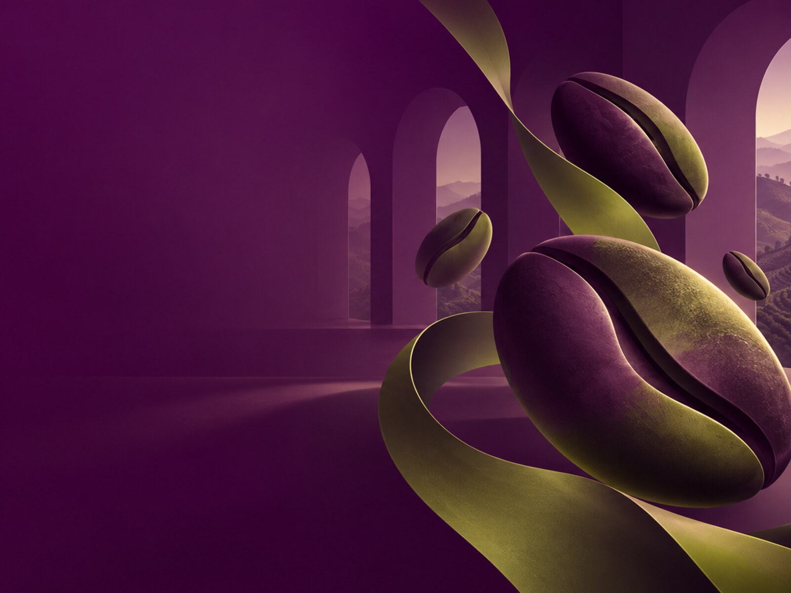 Abstract Atlas artwork inspired by green coffee beans